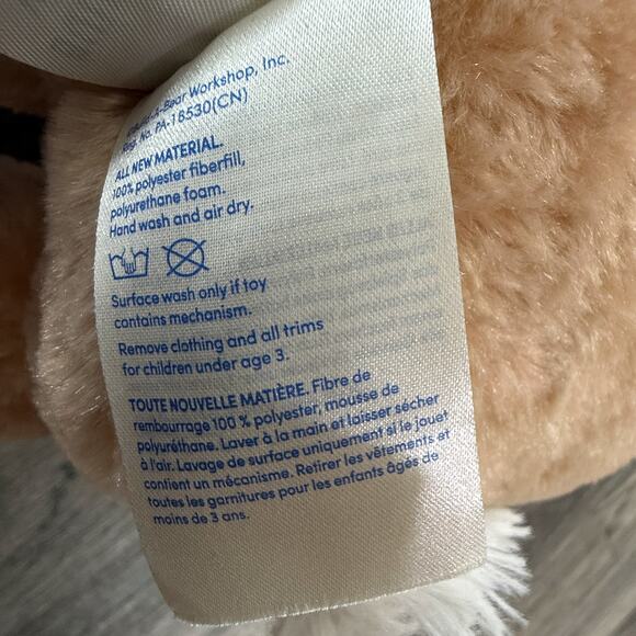 Build-A-Bear Tan Bunny Rabbit Pink Ears Nose Plush Stuffed Animal Toy - Picture 3 of 4